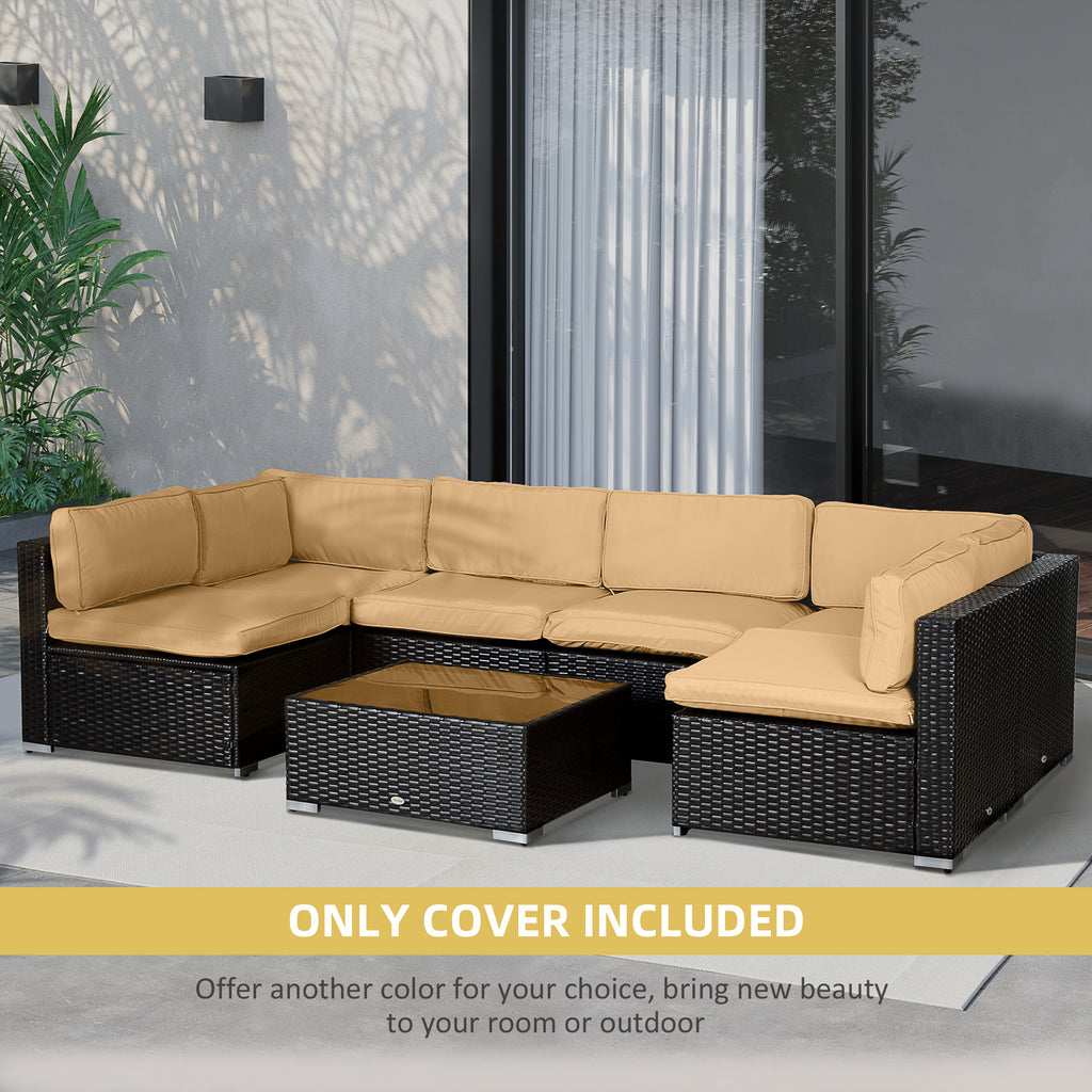 Outdoor 14pc Patio Rattan Sofa Set Cushion Polyester Cover Replacement Set - No Cushion Included Beige | Aosom Canada