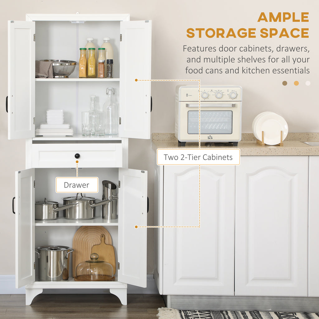 Freestanding Storage Cabinet, Kitchen Pantry Cabinet with 2 Shelves, 4 Doors, Kitchen Storage Cabinets for Dining Room