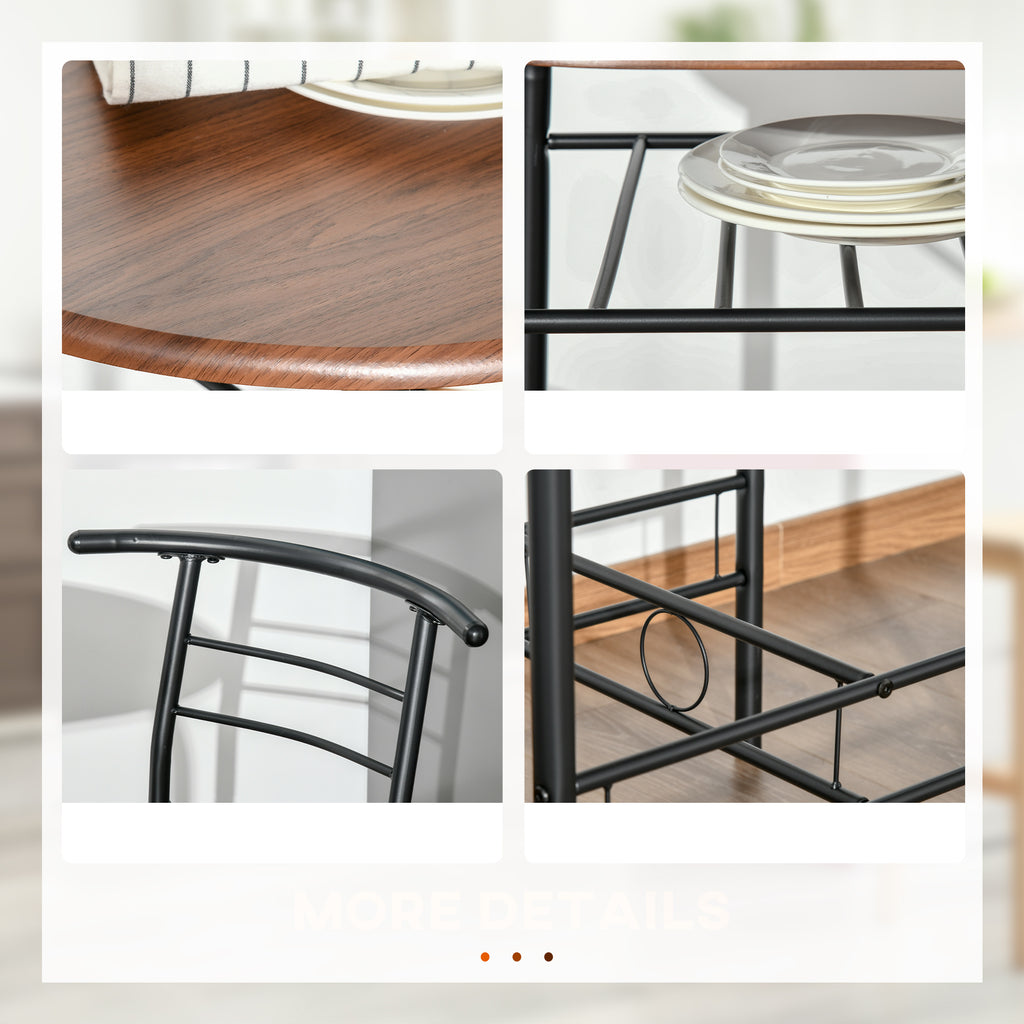 Dining Table Set of 3, 31.5" Kitchen Table and Chairs Set for 2 with Shelf, for Small Space, Dining Room, Living Room