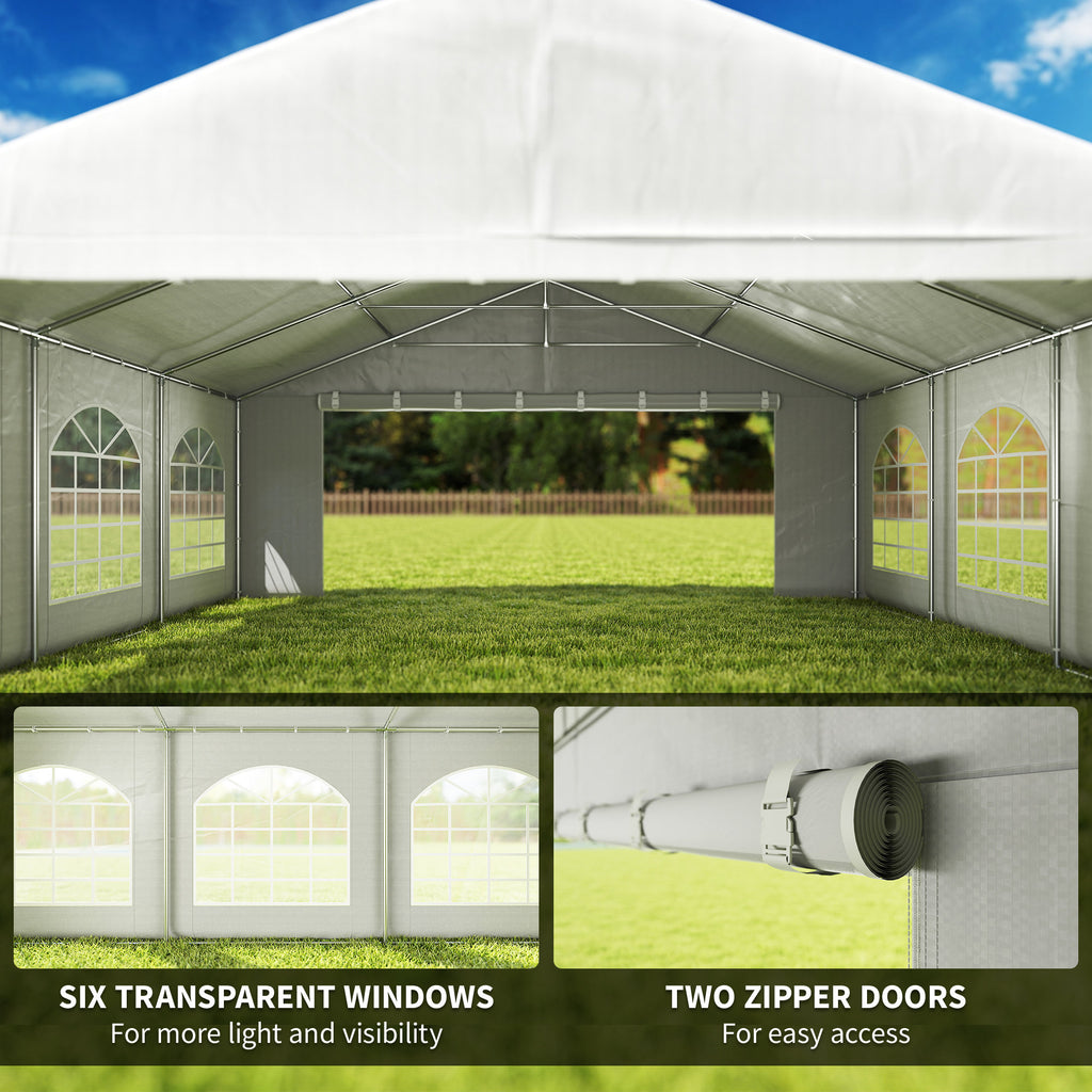 20' x 20' Heavy-duty Large Wedding Tent, Outdoor Carport Garage Party Tent, Patio Gazebo Canopy with Sidewall, Grey