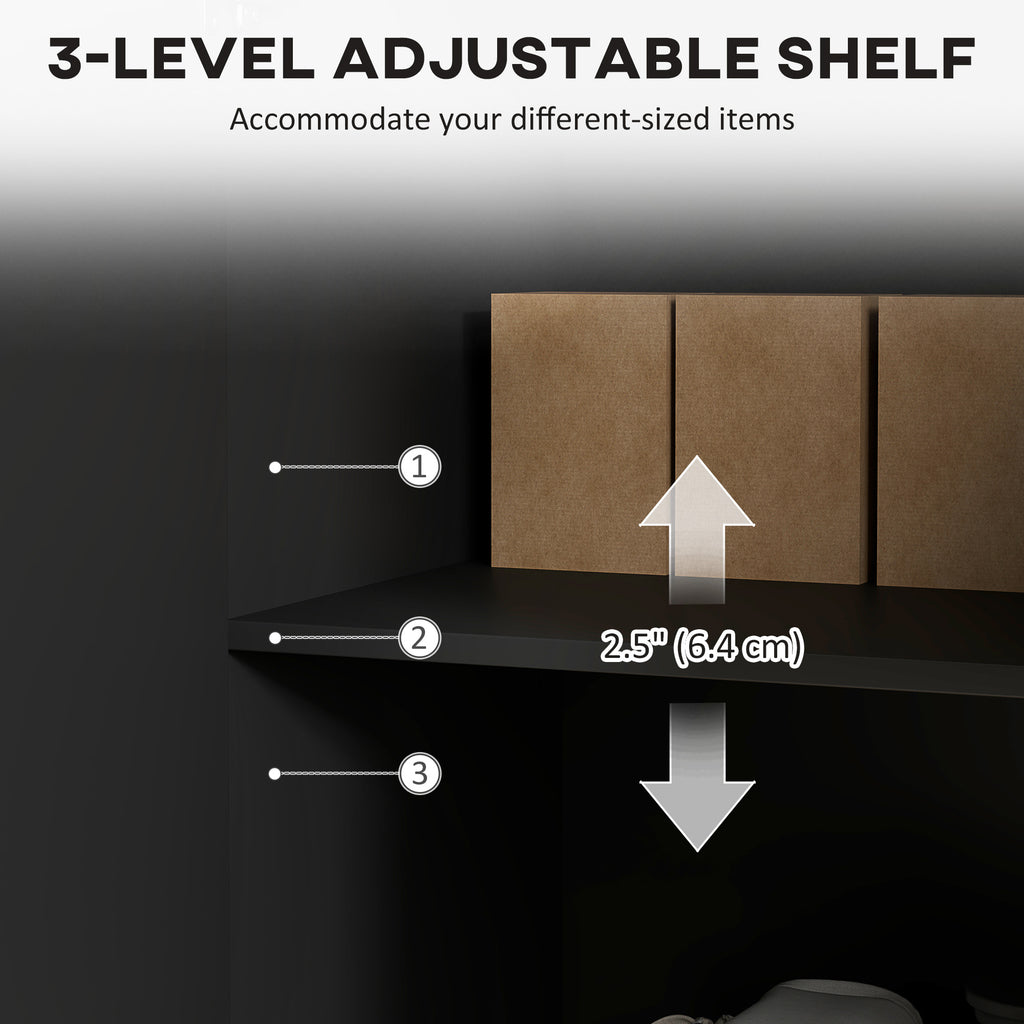 Modern Kitchen Storage Cabinet, Sideboard Buffet Cabinet with Adjustable Shelves for Hallway, Black