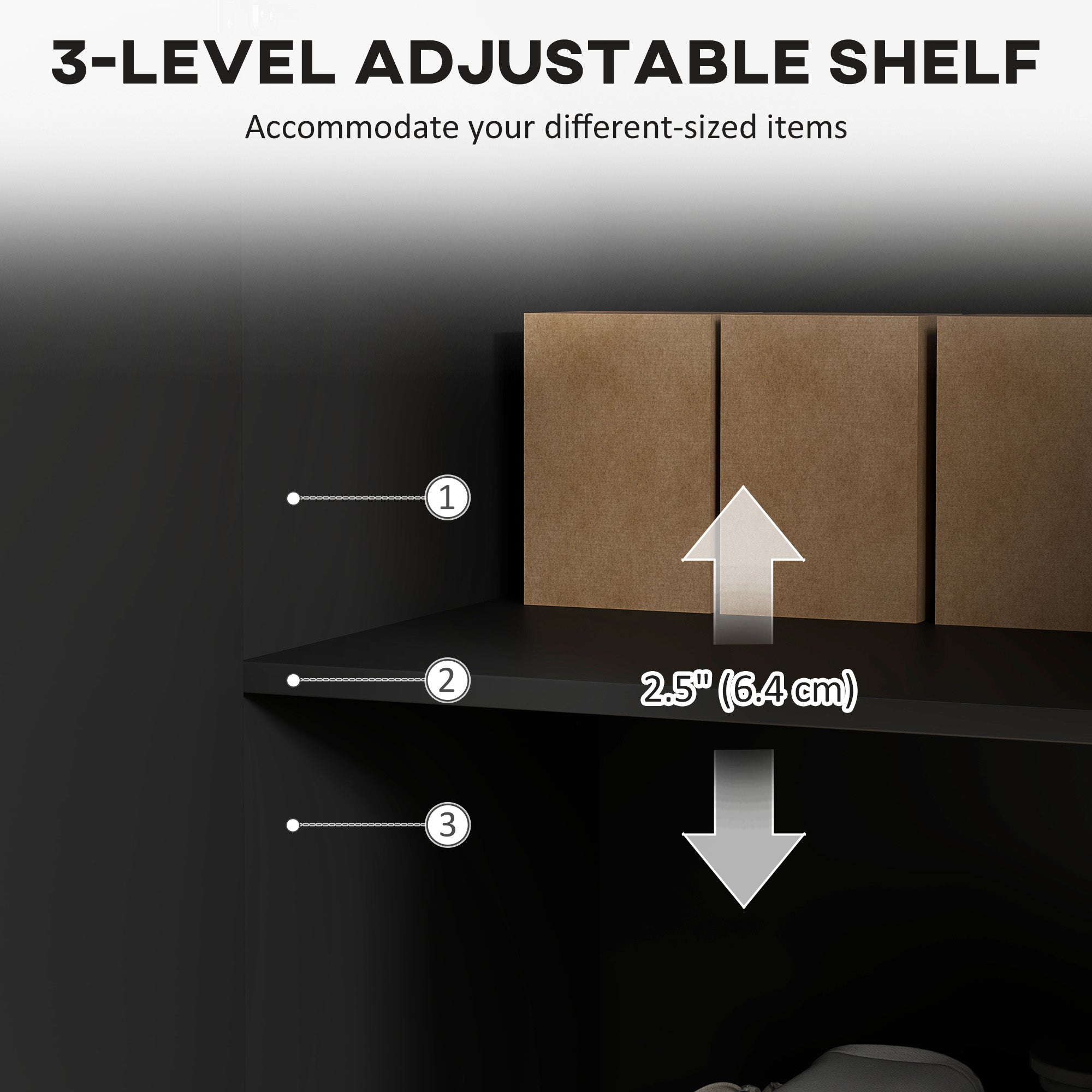 Modern Kitchen Storage Cabinet, Sideboard Buffet Cabinet with Adjustable Shelves for Hallway, Black