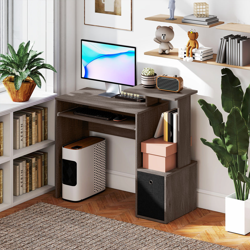Computer Desk with Sliding Keyboard Tray Storage Drawer Shelf Home Office Workstation Grey