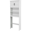 Modern Over The Toilet Storage, Bathroom Cabinets Over Toilet with Open Shelves and Double Door Cabinet, White