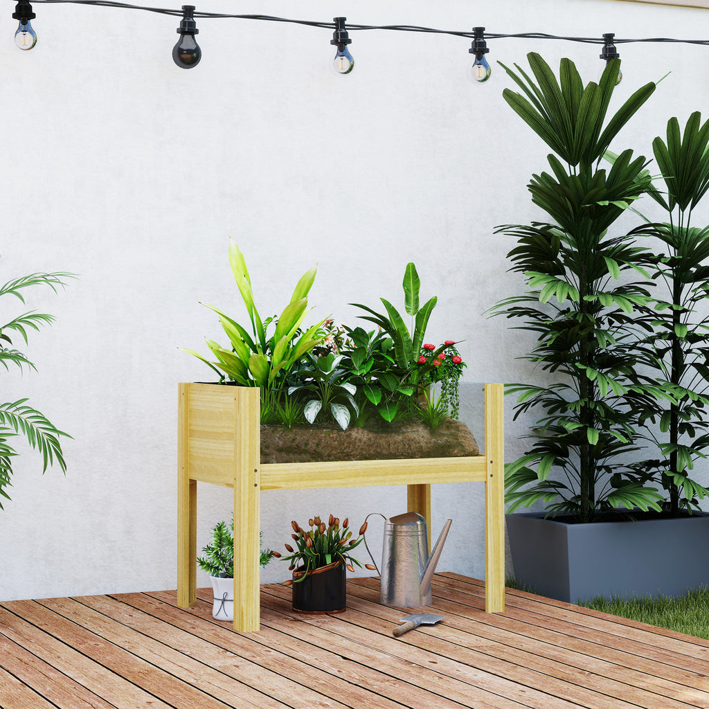 Wooden Raised Garden Bed with Acrylic Panels, Raised Planter Box with Drainage Holes, 43.3" x 19.7" x 31.5"