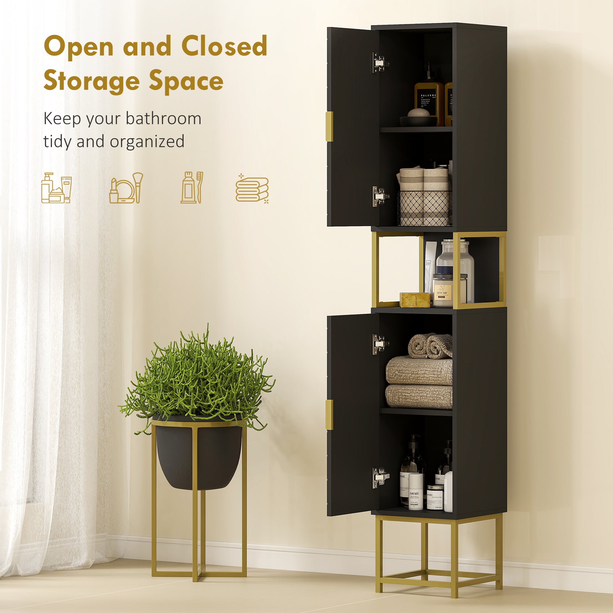 Tall Bathroom Storage Cabinet, Modern Narrow Bathroom Cabinet with Diamond Chevron Pattern and Adjustable Shelf, White