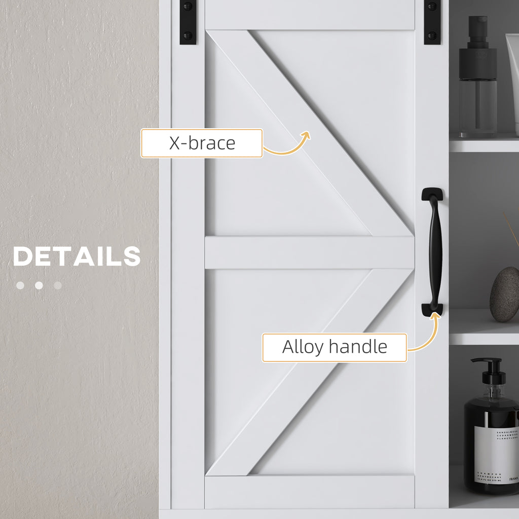 Bathroom Medicine Cabinet, Wall Cabinet with Sliding Door and Adjustable Shelf, 22.8" x 7.8" x 24.4", White