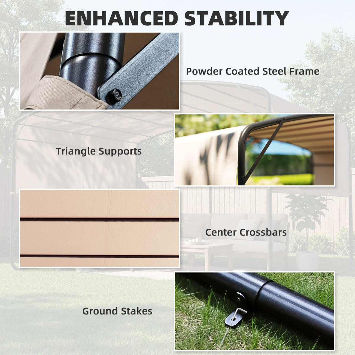 10' x 13' Retractable Pergola Canopy, Outdoor Metal Pergola Gazebo Sun Shade Shelter with Steel Frame, Khaki