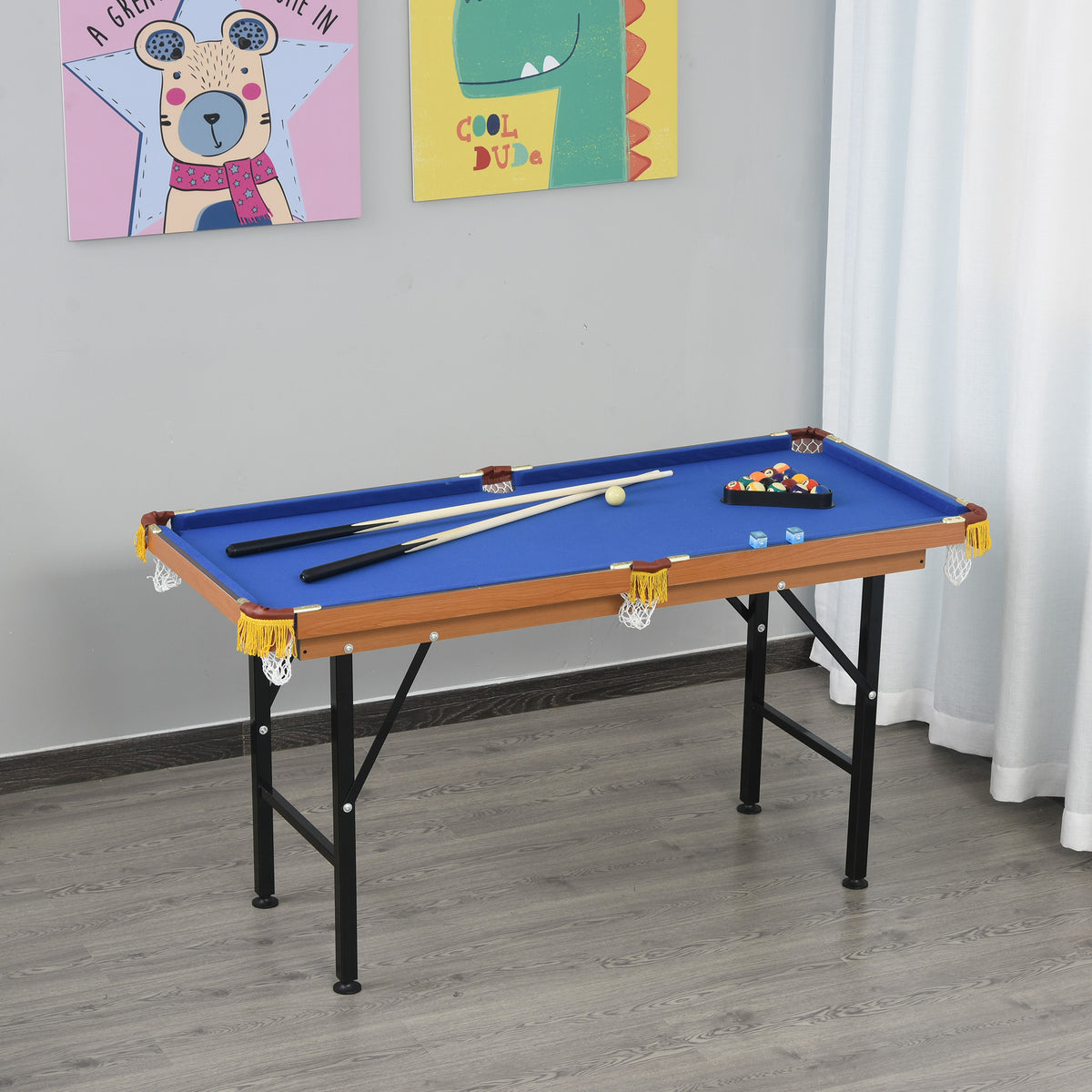 Soozier 55" Mini Pool Table Portable Billiard Table Includes Cues, Ball, Chalk, Rack, Green
