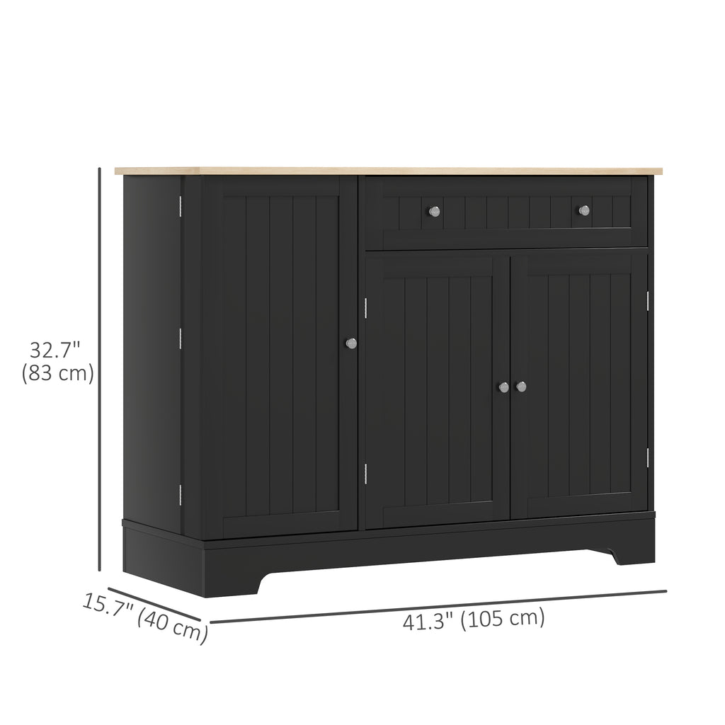 Modern Sideboard Cabinet, 41" Kitchen Buffet Cabinet with Drawer, Adjustable Shelf, 3 Doors for Dining Room, Grey