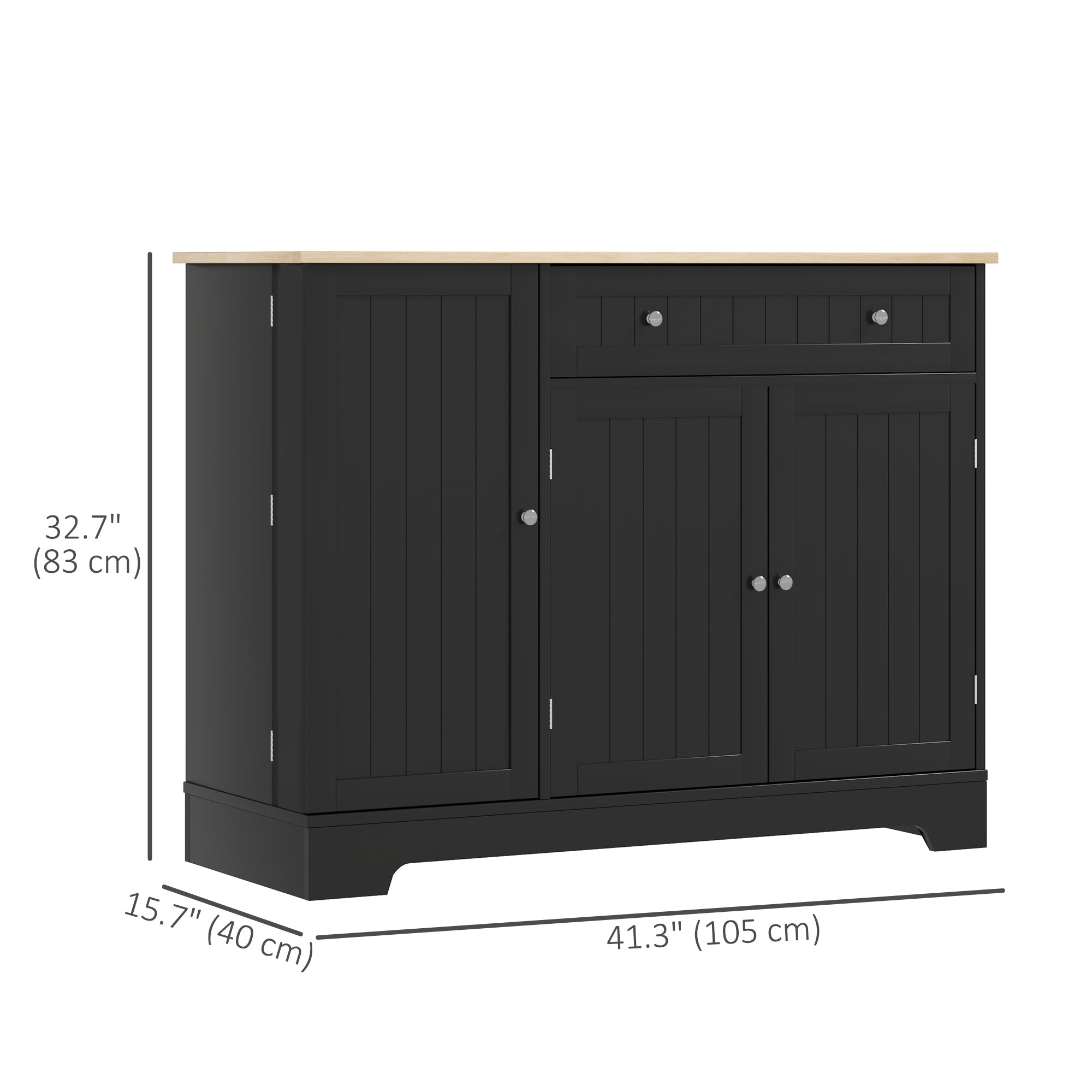 Modern Sideboard Cabinet, 41" Kitchen Buffet Cabinet with Drawer, Adjustable Shelf, 3 Doors for Dining Room, Grey