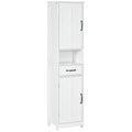 Modern Bathroom Cabinet, Narrow Bathroom Vanities with Open Shelf Drawer Recessed Doors and Adjustable Shelves White