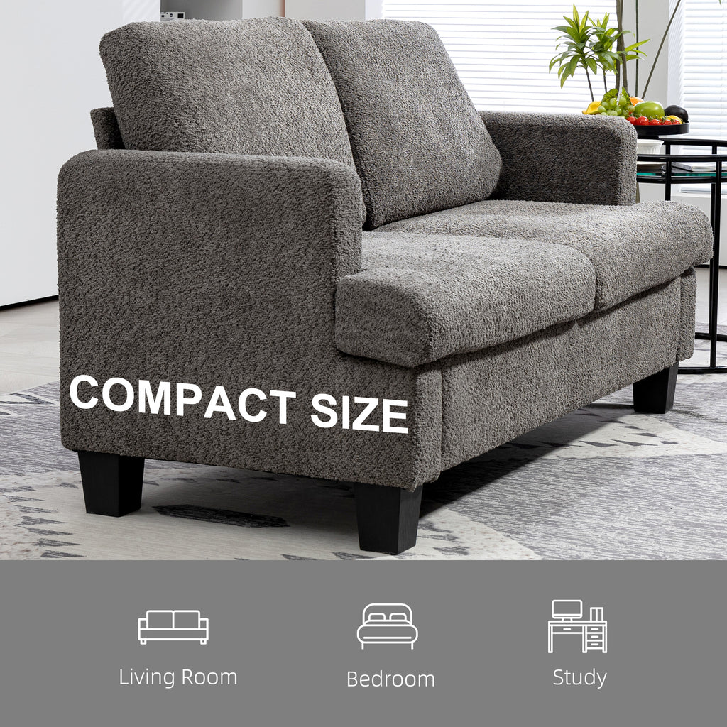 54.3" Loveseat Sofa, 2 Seater Sofa with Removable Cushions, Small Couch with Solid Wood Frame for Living Room, Dark Grey