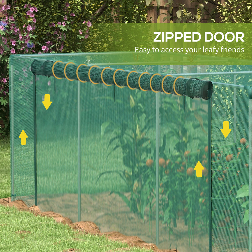 Galvanized Steel Crop Cage, Plant Protection Tent with Zippered Door, 4' x 4', Green