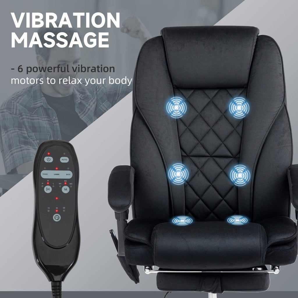 Massage Office Chair, Reclining Computer Chair with Adjustable Height and Footrest, Brown