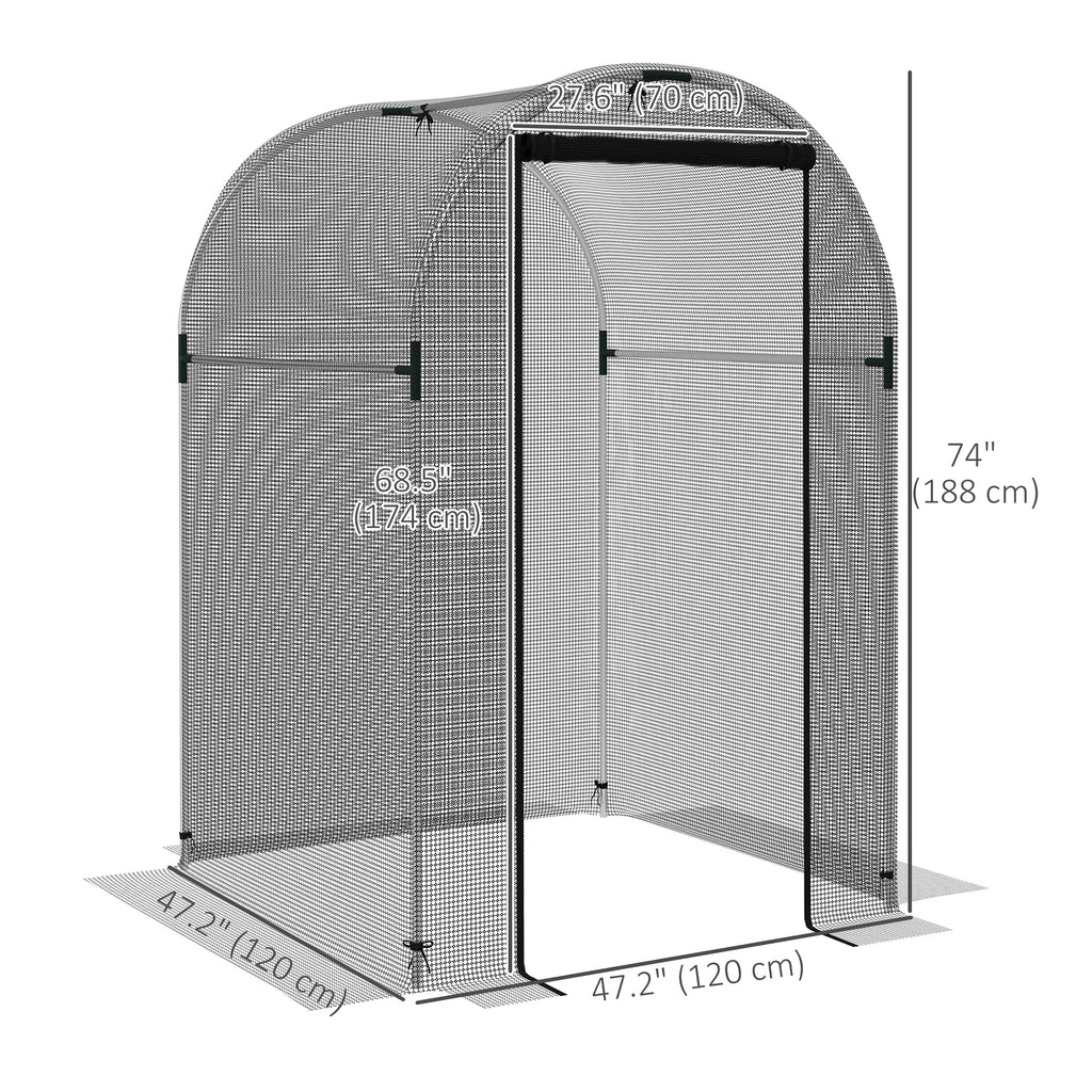 Galvanized Steel Crop Cage, Plant Protection Tent with Zippered Door, 4' x 4', Green