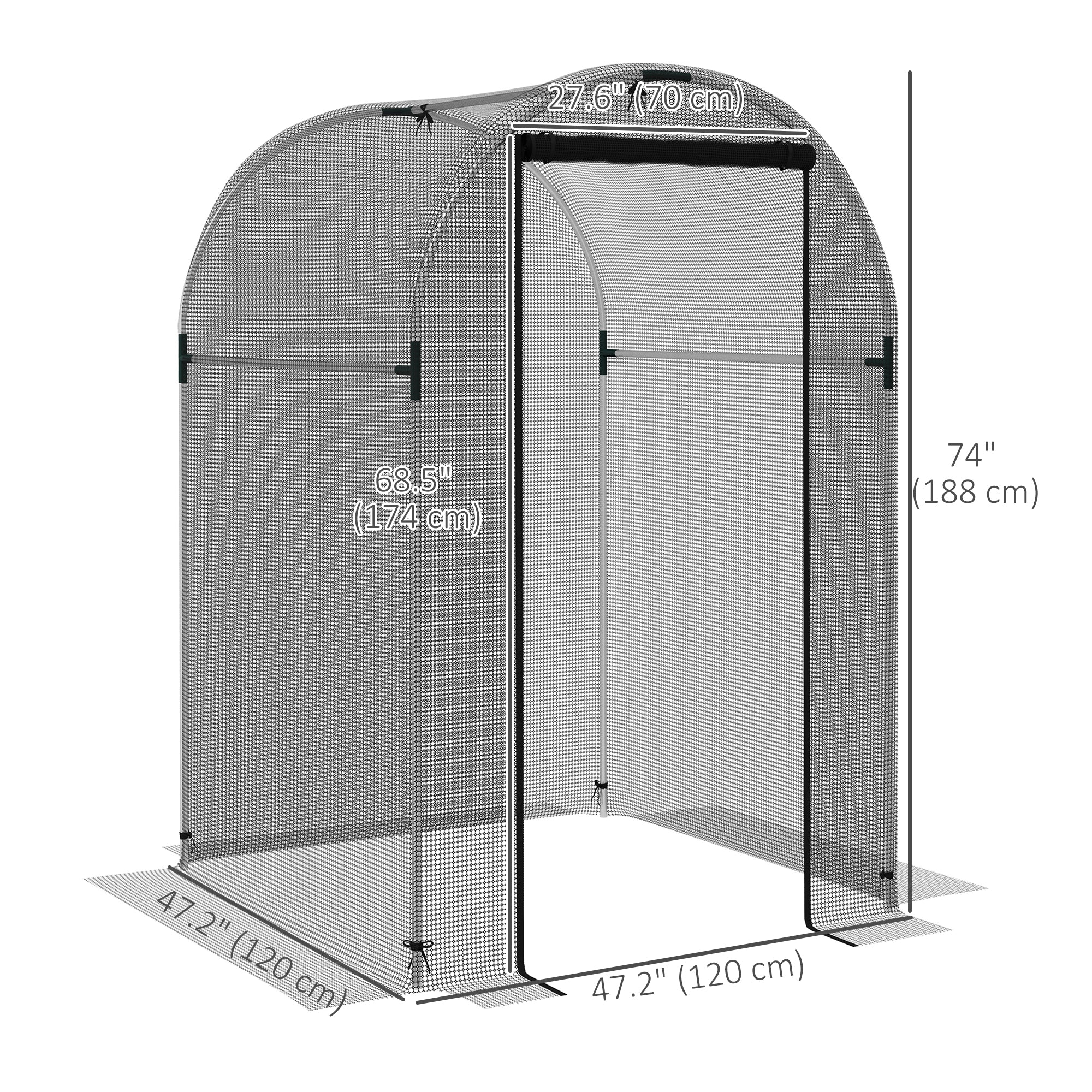 Galvanized Steel Crop Cage, Plant Protection Tent with Zippered Door, 4' x 4', Green