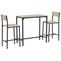 Industrial Bar Table Set Counter Height 3 Piece and 2 High Back Stools Set Dining Table Set Natural Wood
