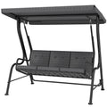 3-Person Porch Swing Chair, Patio Swing Bench with Adjustable Canopy, Removable Thicken Cushion, Black