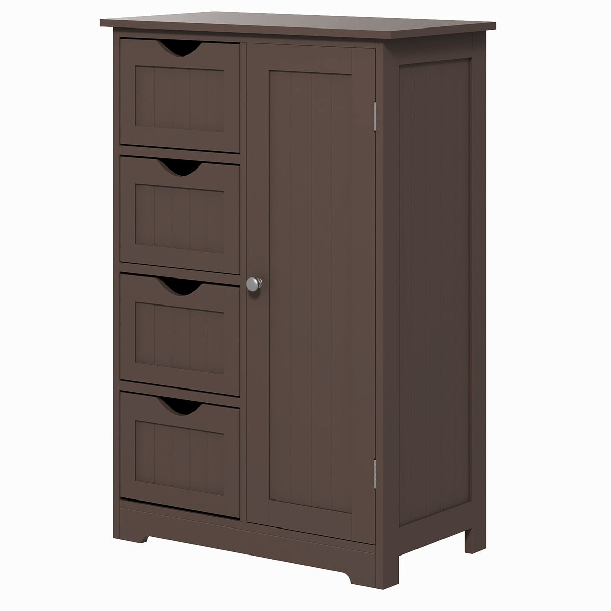 Bathroom Storage Cabinet, Floor Cabinet with Adjustable Shelf and 4 Drawers, Side Cabinet for Washroom, White