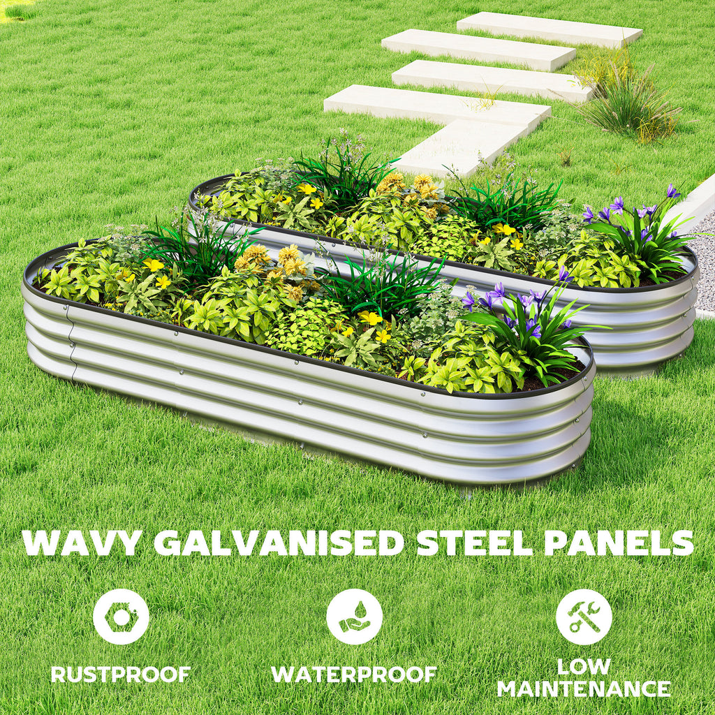Galvanized Raised Garden Bed, 5 x 3 x 1 ft Modular Metal Garden Beds with Rubber Strip Edging, Silver