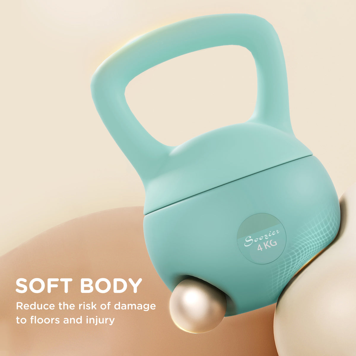 Soozier 13 رطل دمبل كيتل بيل ناعم، وزن مملوء بالرمل مع مقبض، وزن كيتل بيل للتمرين لكامل الجسم، أخضر