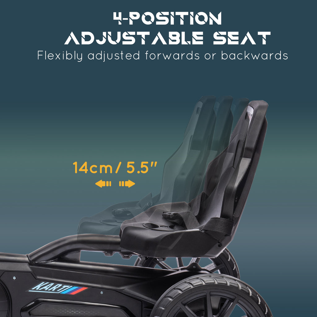 Aosom Pedal Go Kart with Adjustable Seat, Forward, Backward, Handbrake, Shock Absorption for 3-8 Years, Black