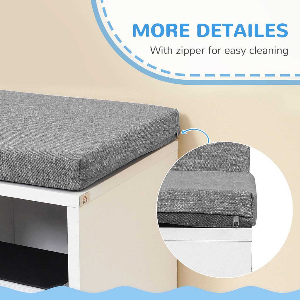 Multi-Purpose Bookshelf with 5 Cubes, 5-Cubby Bookcase with Cushioned Reading Nook and Storage Shelves, Grey