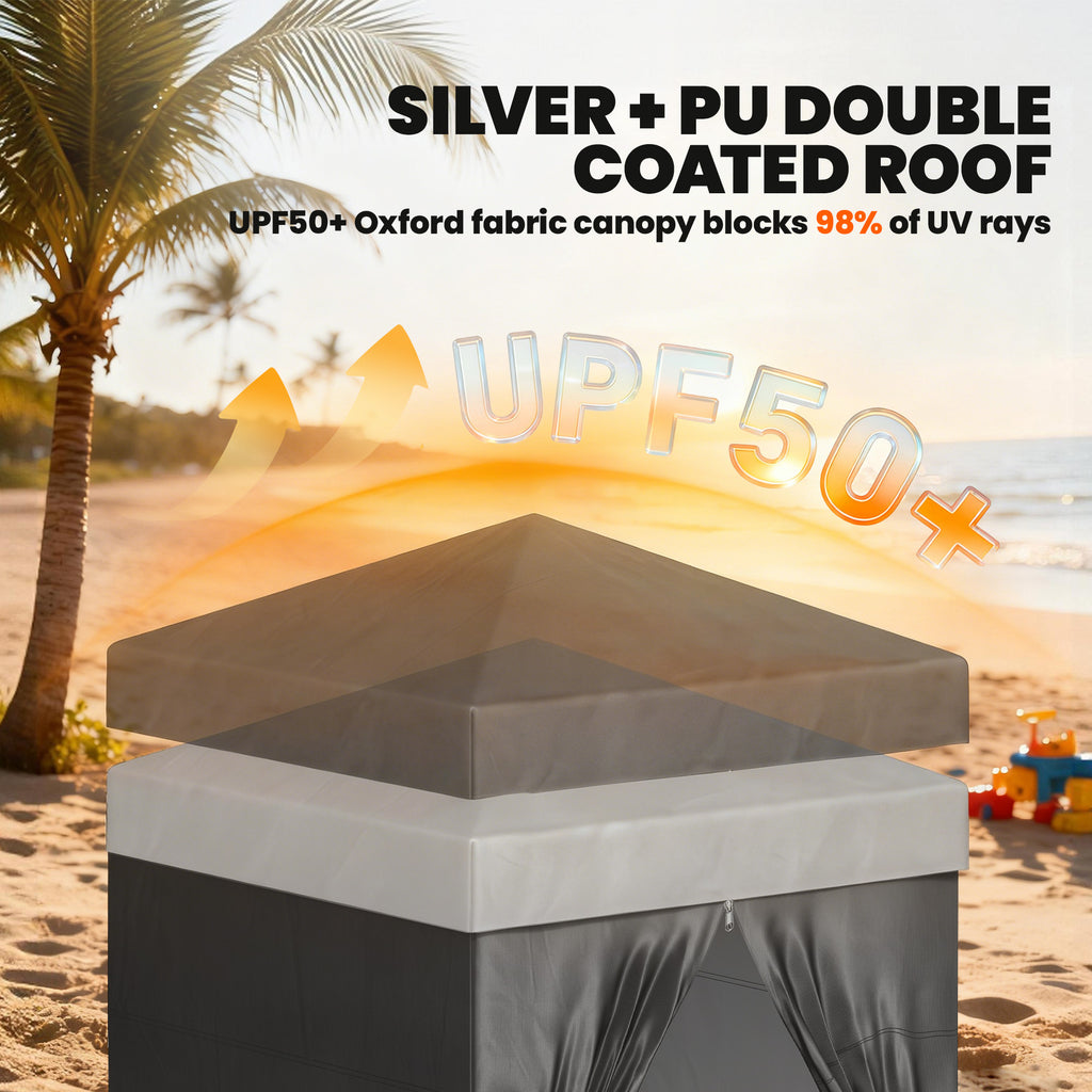 4 x 4 ft Compact Pop Up Canopy Tent, UPF 50+ Changing Room, Portable Instant Privacy Canopy with Mesh Window, Black
