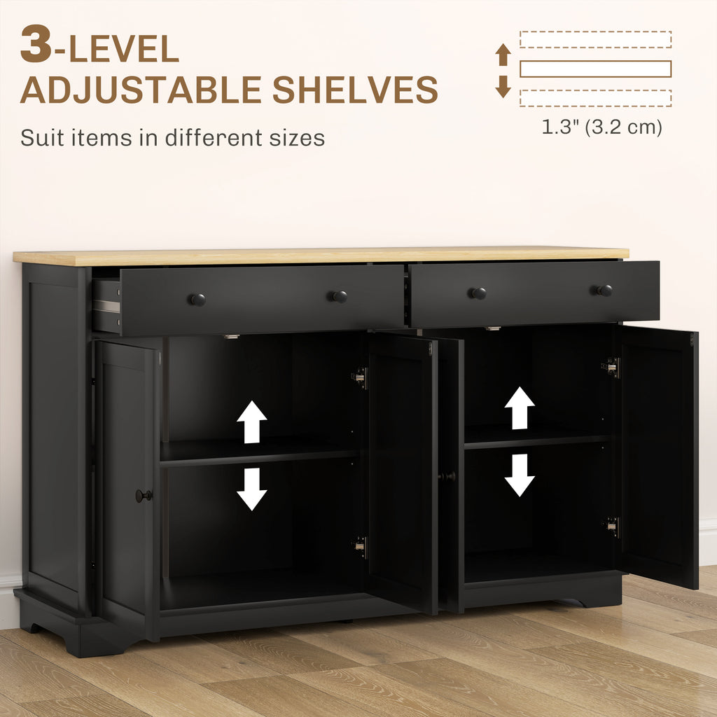 Modern Sideboard, Buffet Cabinet with Storage Drawers, Adjustable Shelves for Living Room, Dining Room, Entryway, White