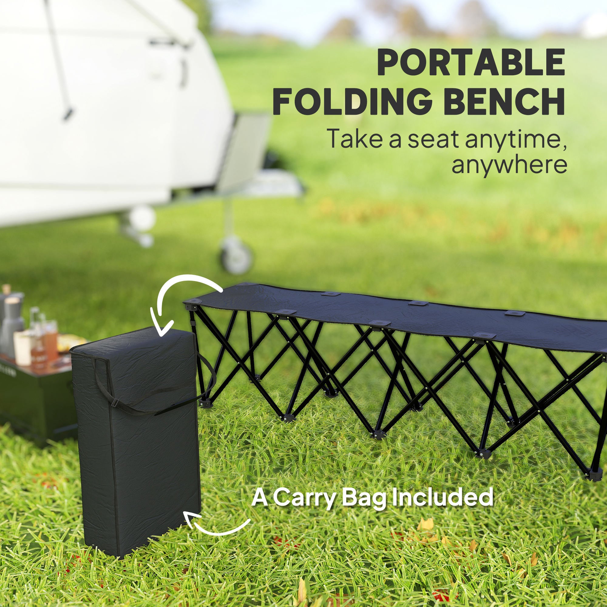 Portable 6-Seater Folding Camping Chair, Team Bench Chair with Carry Bag for Soccer Football Team, No Assembly