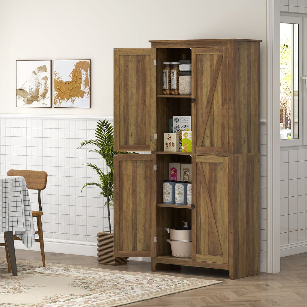 72" Freestanding Storage Cabinet, Kitchen Pantry Cabinet with Doors and Shelves for Dining Room, White