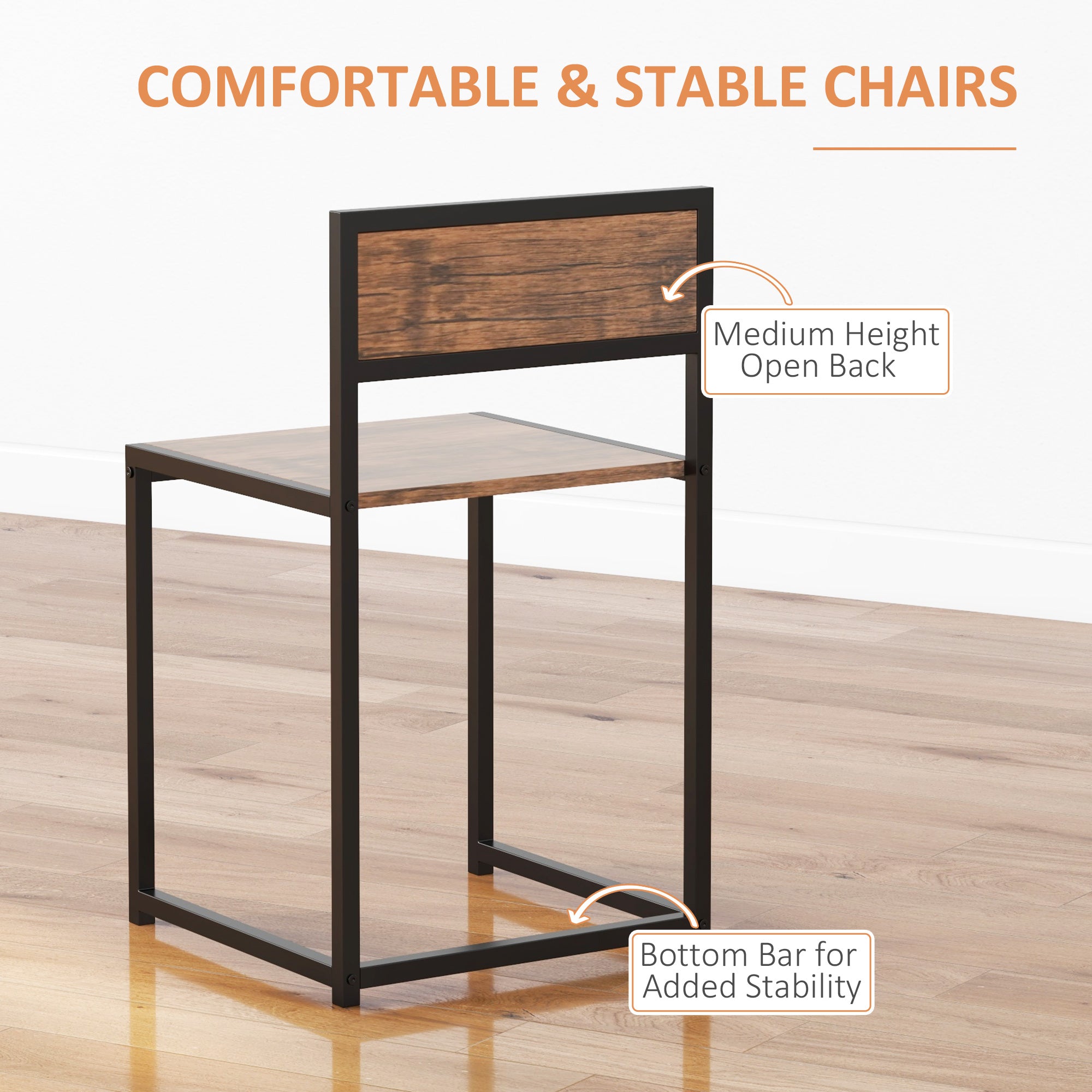 Dining Table Set, Industrial Dining Set for 2, Kitchen Table and Chairs for Small Space, Dining Room Table with Chairs