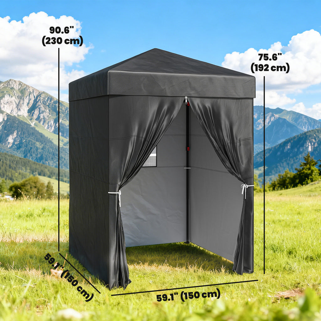 4 x 4 ft Compact Pop Up Canopy Tent, UPF 50+ Changing Room, Portable Instant Privacy Canopy with Mesh Window, Black