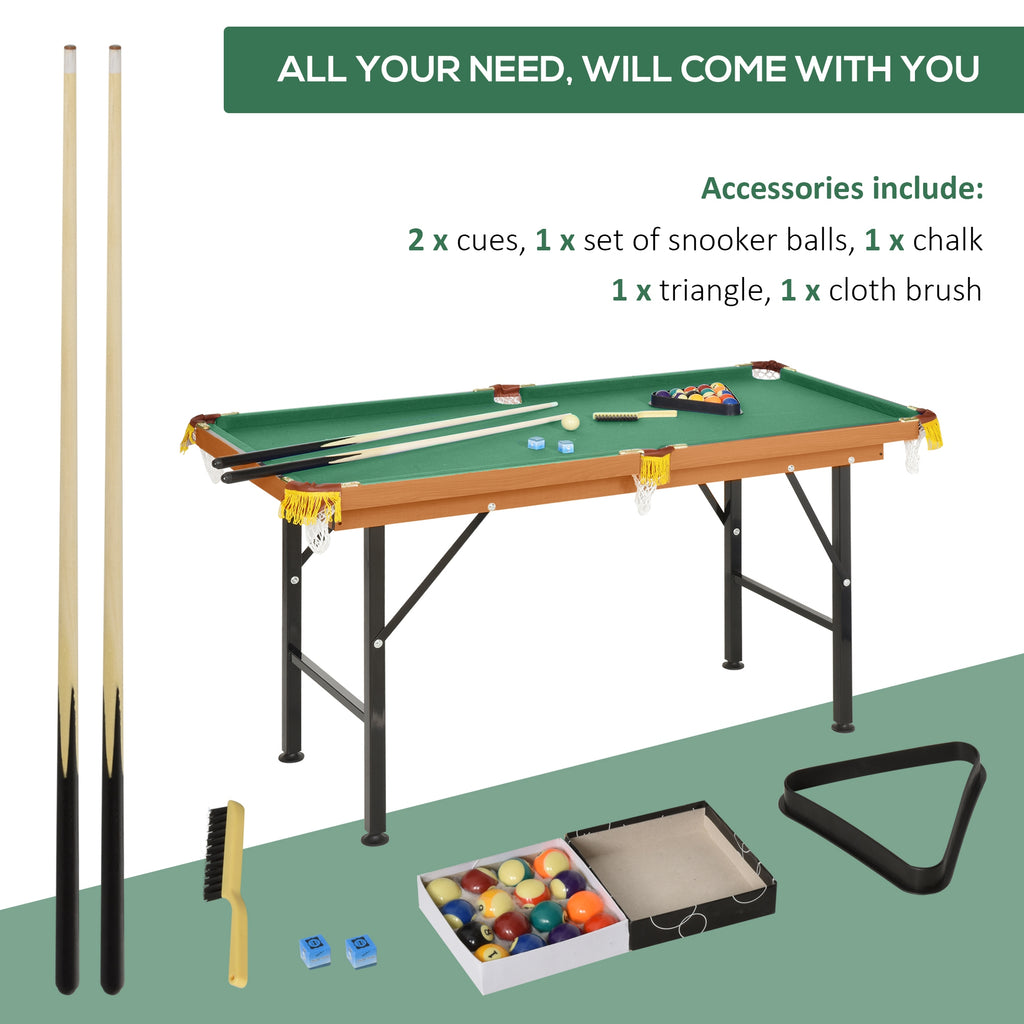 Soozier 55" Mini Pool Table Portable Billiard Table Includes Cues, Ball, Chalk, Rack, Green