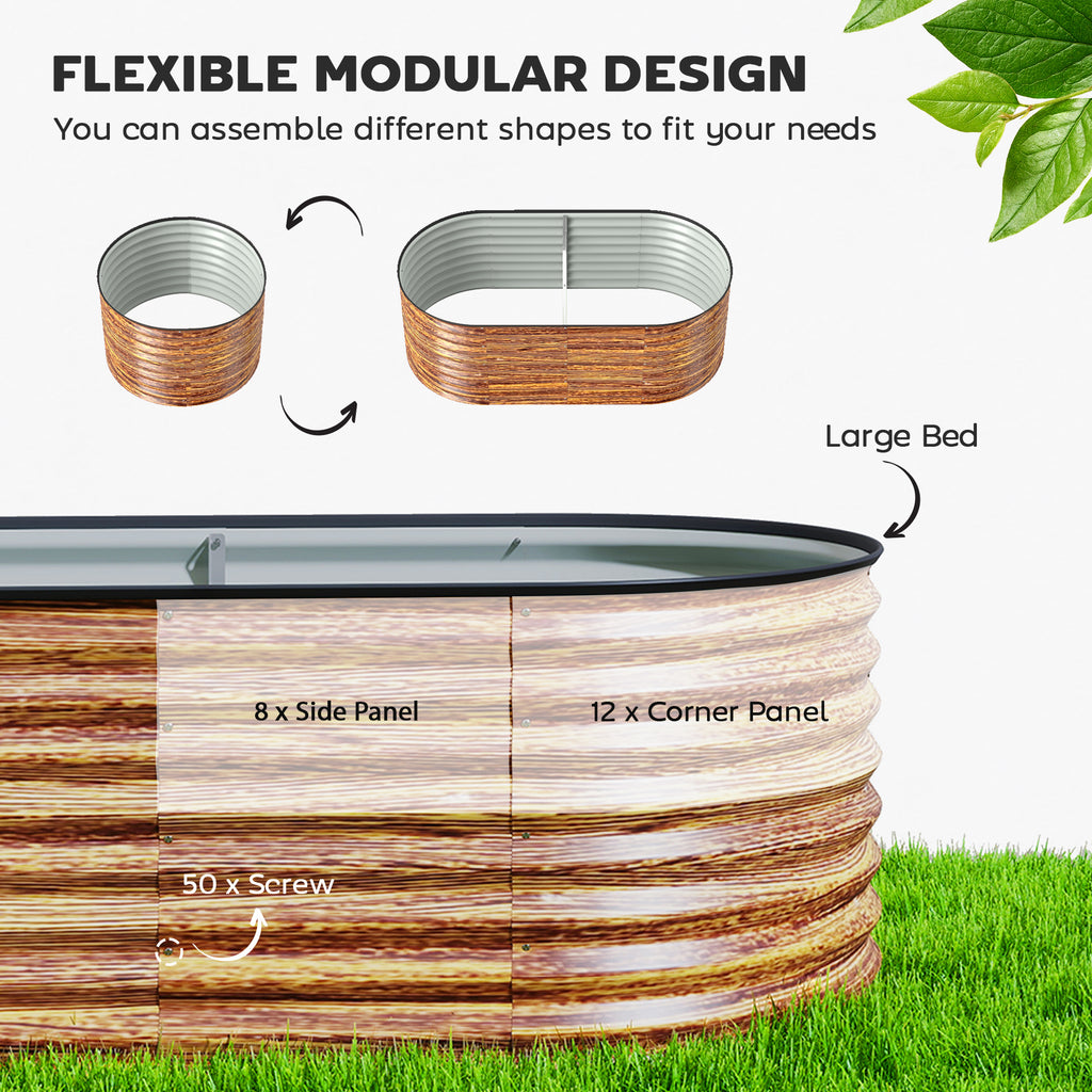 5 x 2.5 x 2 ጫማ ዝተሰርሐ ልዑል ኣታኽልቲ በድሪ፣ ቀሊል DIY ኦቫል ፕላንተር ቦክስ ምስ ውሑስ ወሰንን ጓንትን፣ ቡናዊ ዕጨይሽ መልክዕ