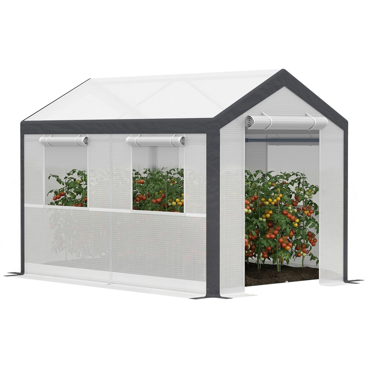 6.6' × 10' × 7' دفيئة كبيرة للخدمة الشاقة، خيمة لزراعة بذور الخضراوات، نفق لنمو النباتات الخارجية، منزل دافئ، سقيفة زهور للفناء الخلفي، بيضاء