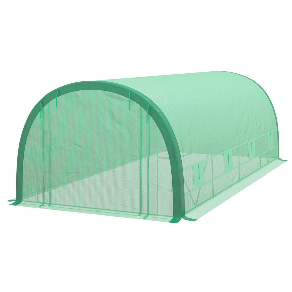 19.5' x 10' x 6.5' ዝተመሓየሸ ትነል ግሪንሃውስ ብመሬት ማዕጾን መስኮታትን፣ 15 ናይ ተኽሊ መለለይን ጓንትን፣ ሓምላይ