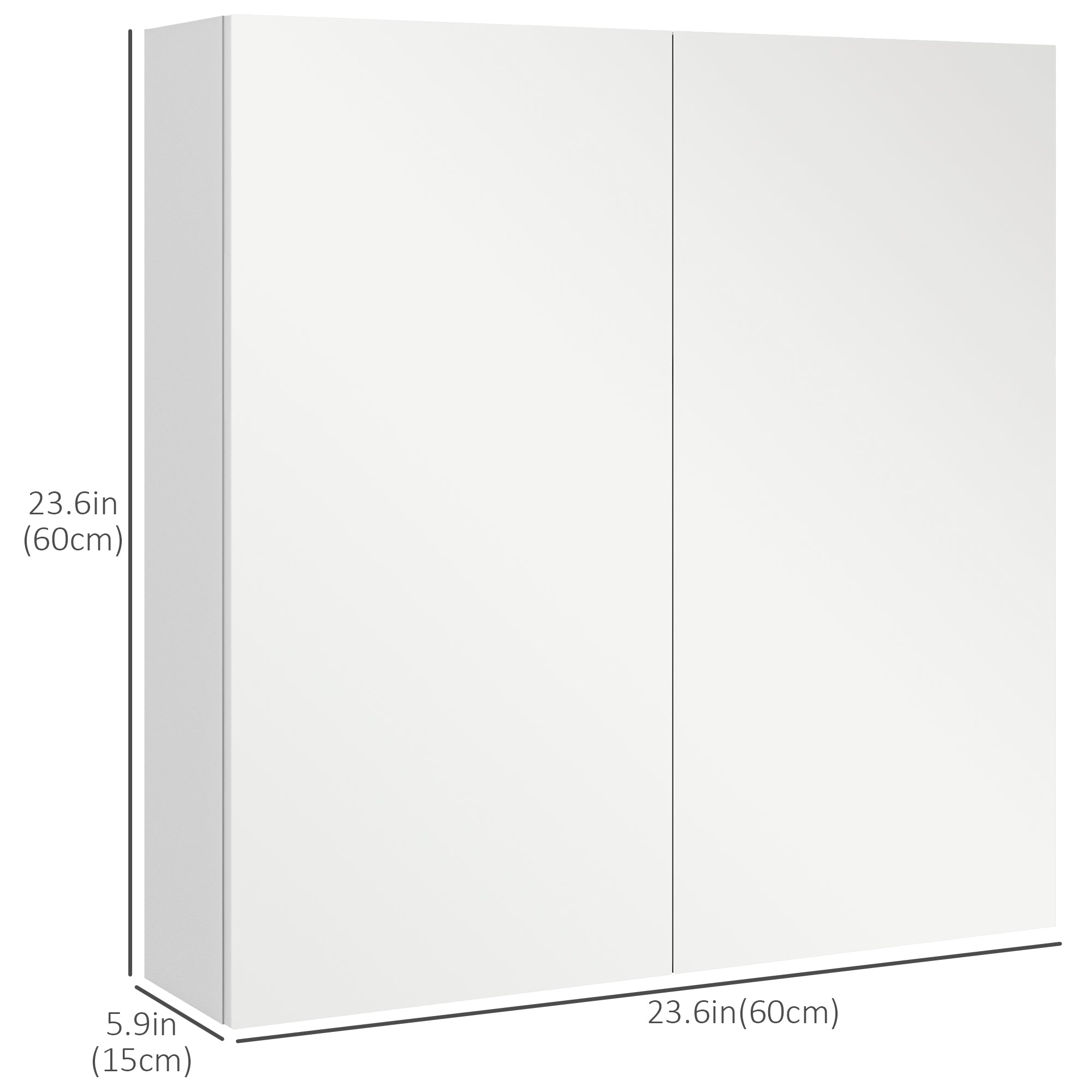 24" x 24" Medicine Cabinet, Wall Mounted Bathroom Mirror Cabinet with Mirrored Doors, Adjustable Shelves and Soft Close Mechanism, High Gloss White