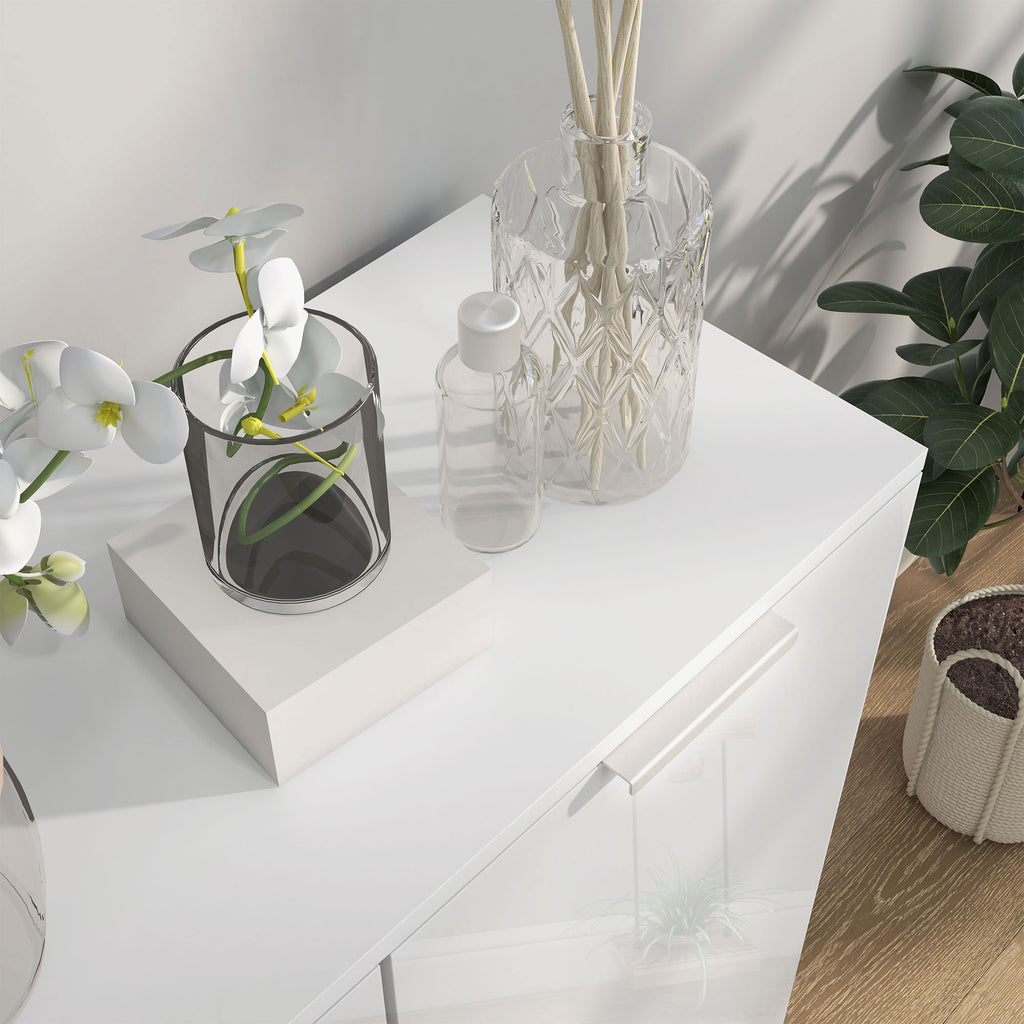 Shoe Cabinet, Shoe Storage Cabinet with Soft-Close Hinges and Adjustable Shelves, Holds 15-20 Pairs, High Gloss White