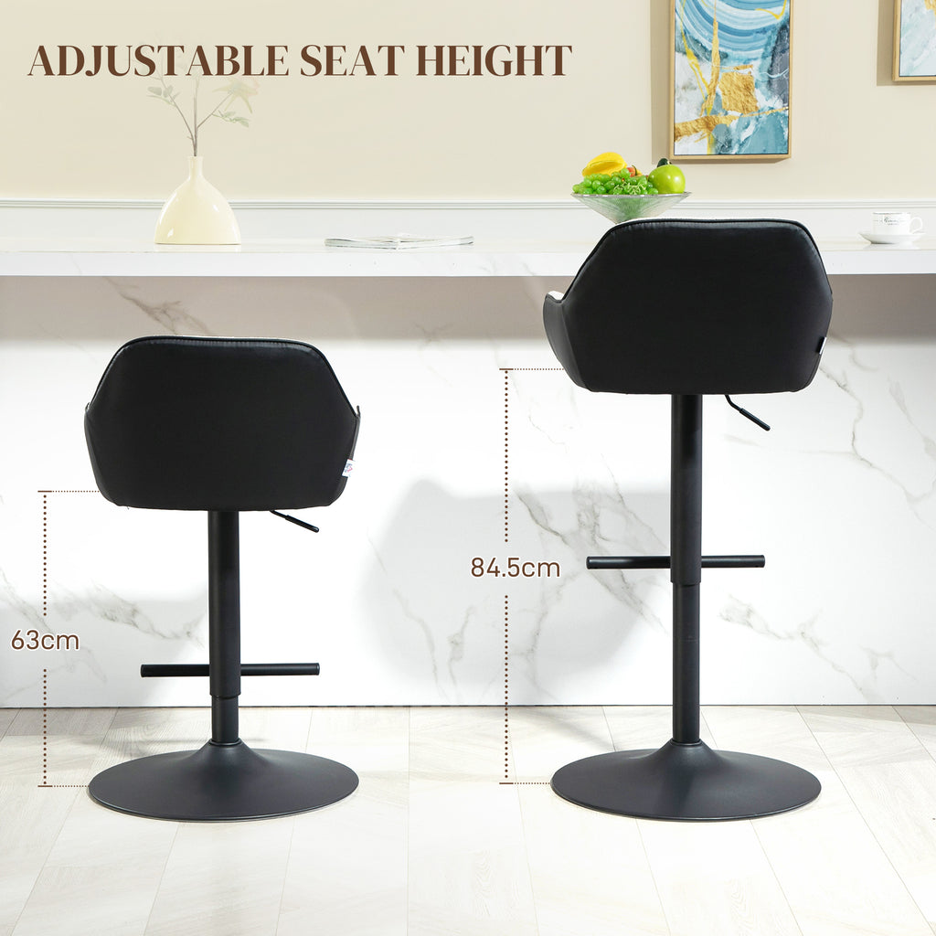 Bar Stools Set of 2, Swivel Counter Height Barstools with Back, Footrest, Armrests, Adjustable Height, Light Grey