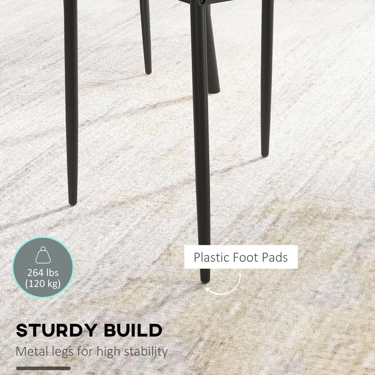 Set of 4 Modern Style Dining Chairs, Button Tufted High Back Side Chairs with Upholstered Seat, Steel Legs for Living Room, Kitchen, Study, Bedroom, Black
