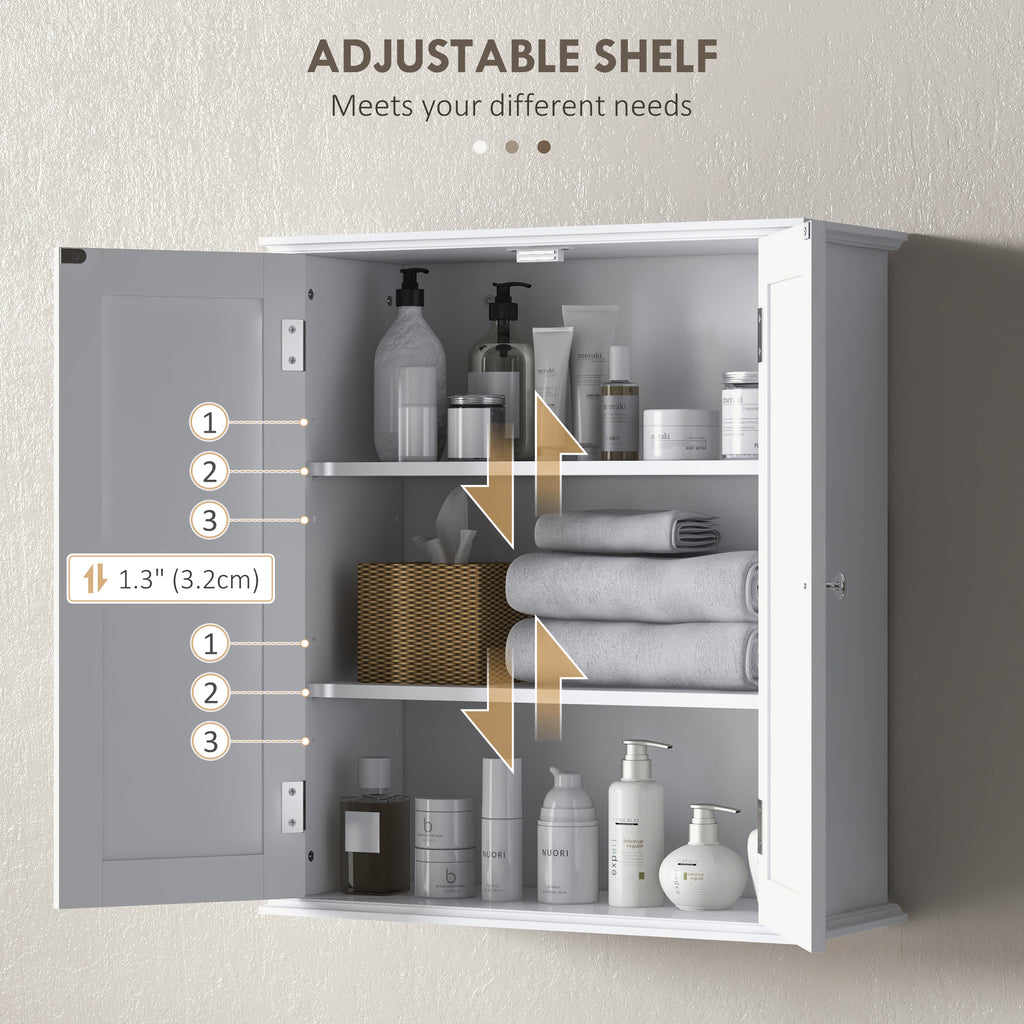 Bathroom Medicine Cabinet, Wall Cabinet with 2 Doors and Adjustable Shelf, Space Saver Over Toilet Cabinet