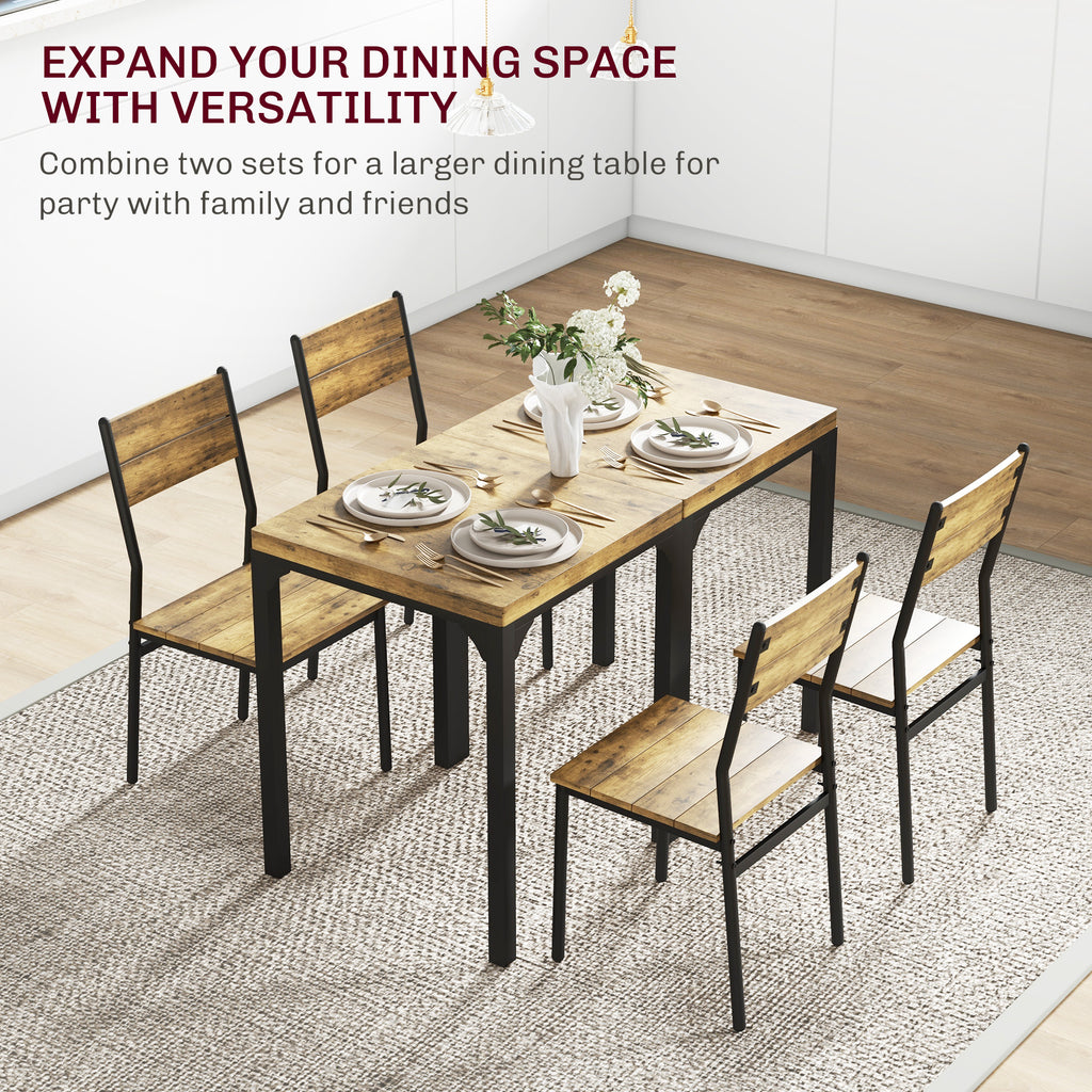 Dining Table Set for 2, 3 Piece Kitchen Table and Chairs with Metal Legs for Small Spaces, Rustic Brown