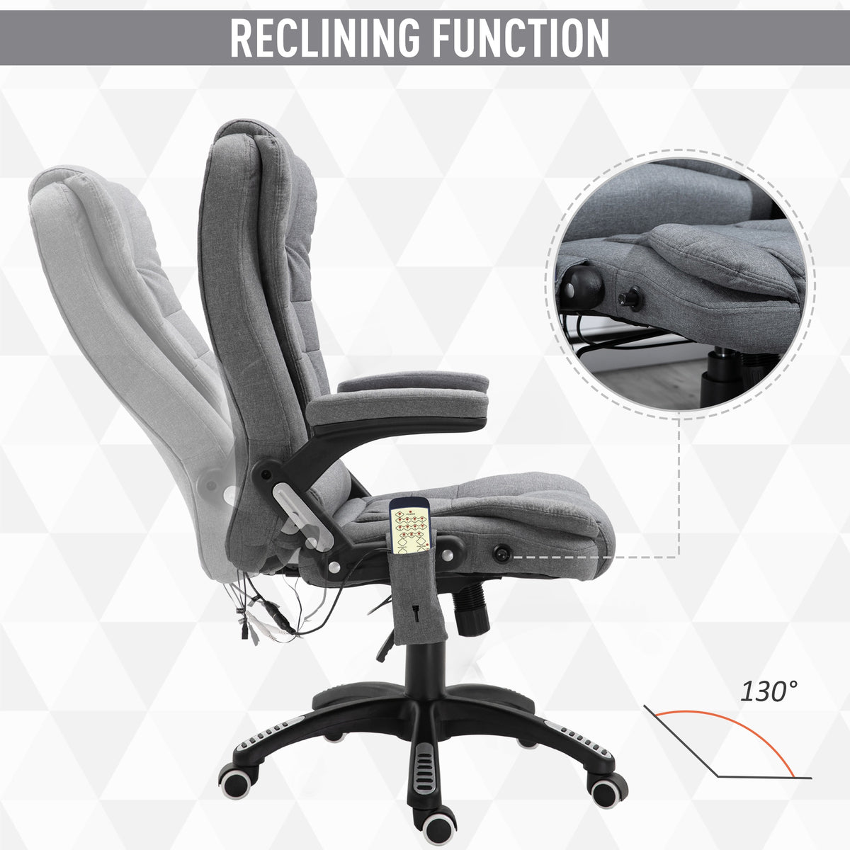 High Back Adjustable Massage Office Chair Ergonomic Reclining Executive Chair Home Office Furniture Grey