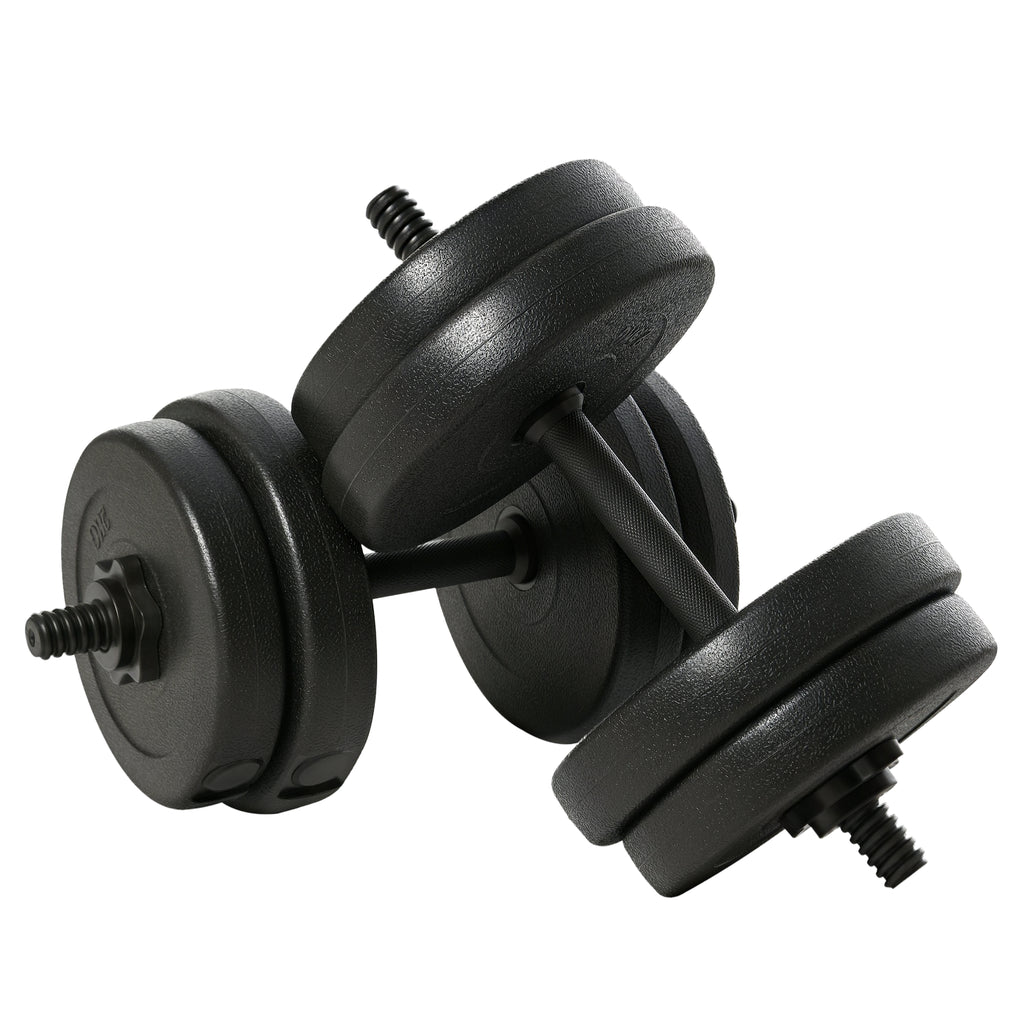 Soozier Adjustable 2 x 22lbs Weight Dumbbell Set for Weight Fitness Training Exercise Fitness Home Gym Equipment, Black (Pair)