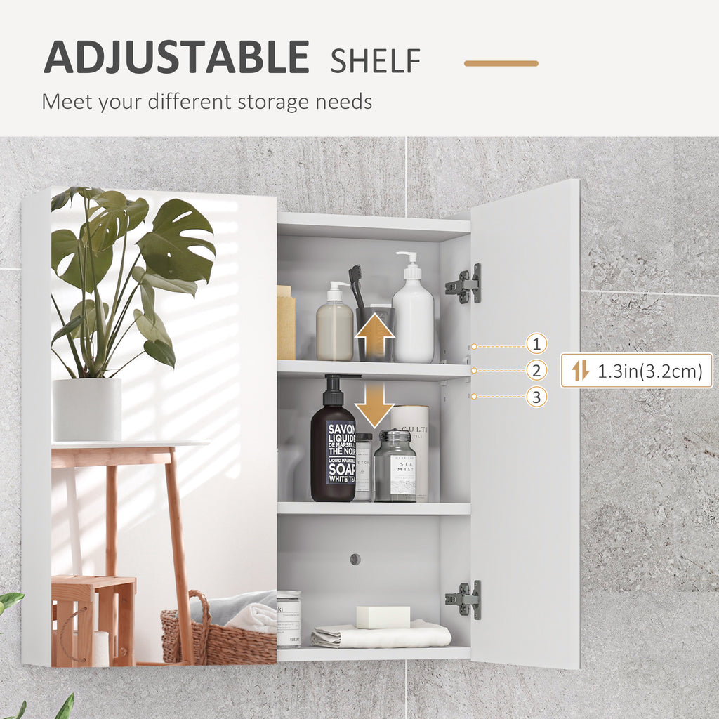 24" x 24" Medicine Cabinet, Wall Mounted Bathroom Mirror Cabinet with Mirrored Doors, Adjustable Shelves and Soft Close Mechanism, High Gloss White