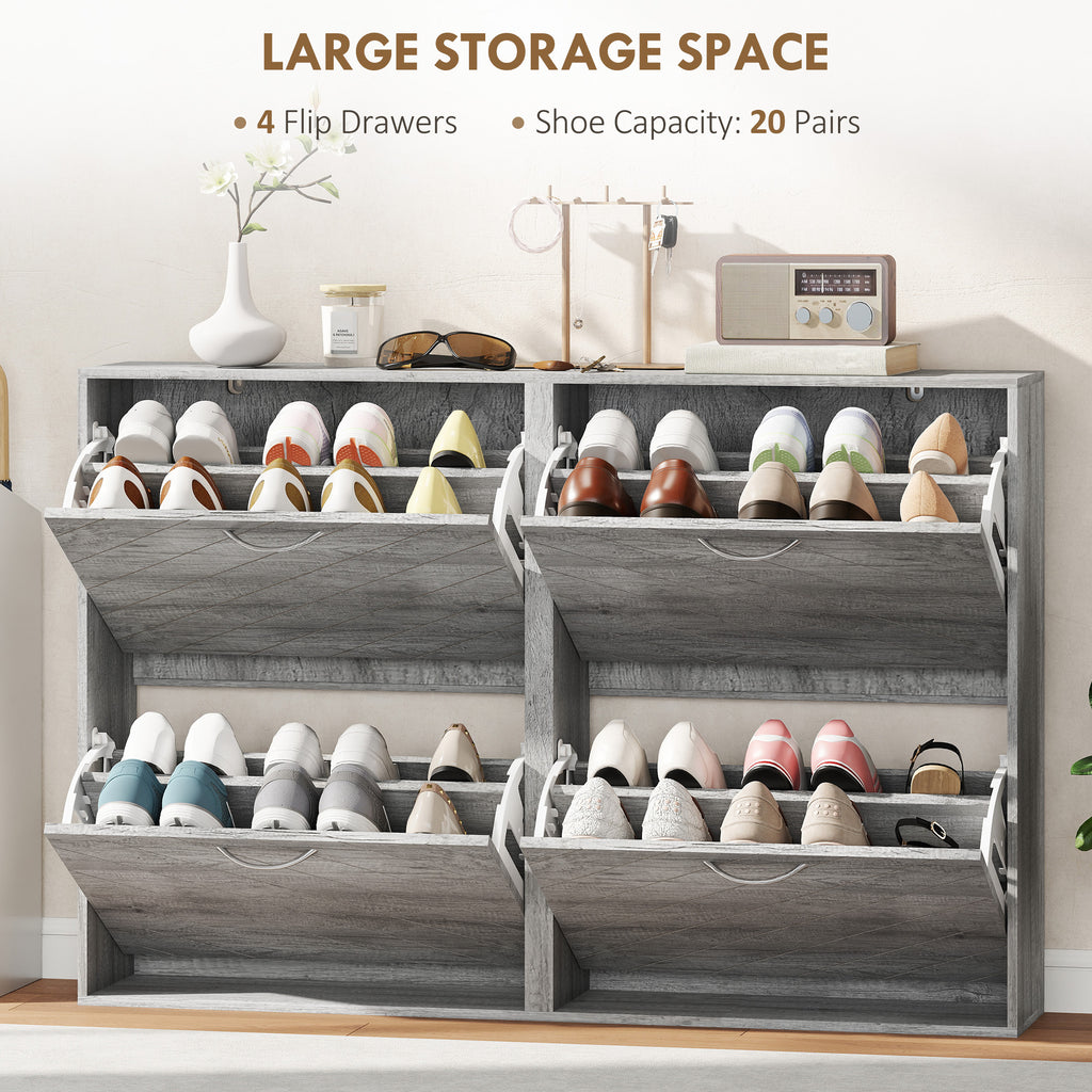 Shoe Storage Cabinet with 3 Flip Drawers, Narrow and Slim, 12 Pair of Shoes Organizer for Hallway, Entryway
