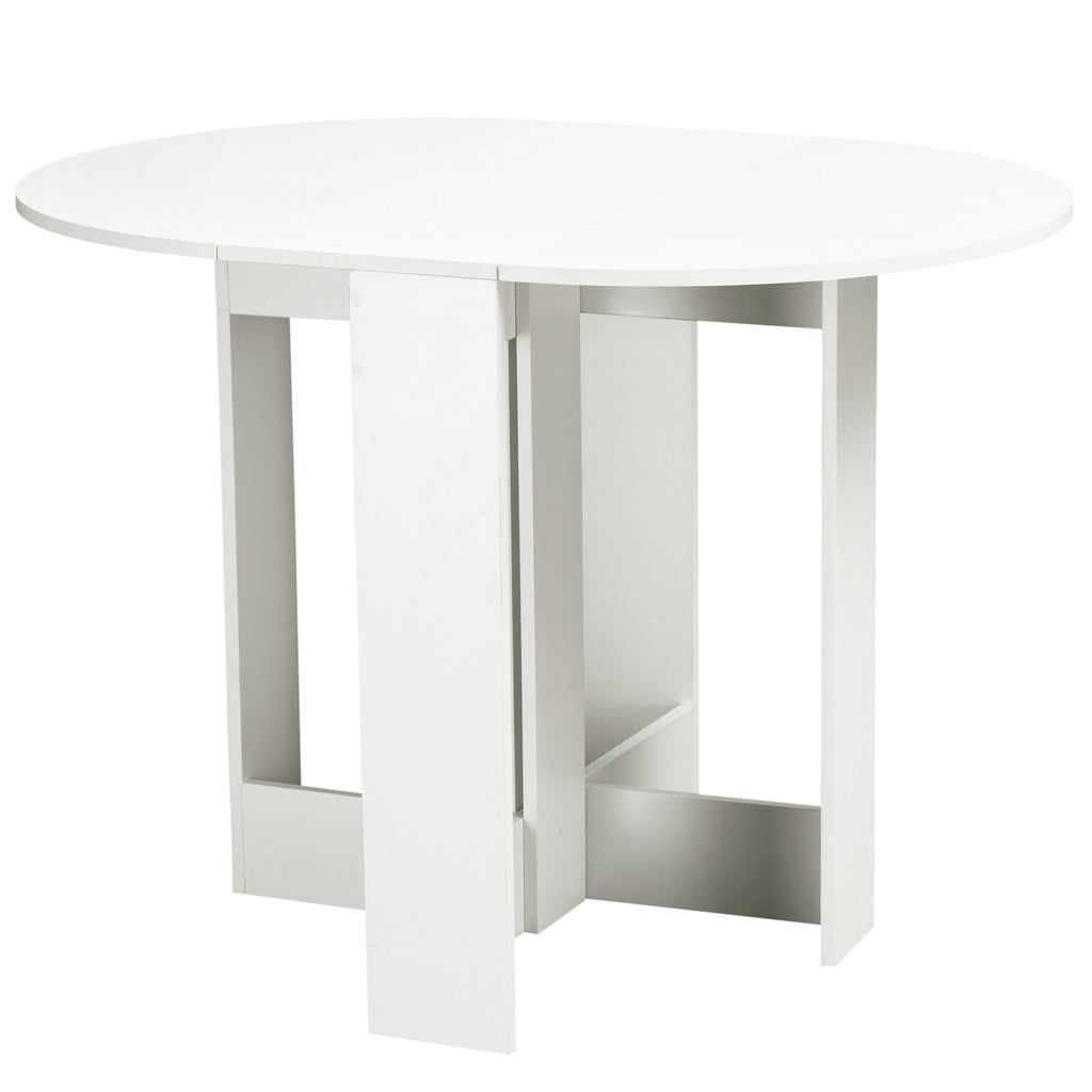 Folding Dining Table, 41" Drop Leaf Table for Small Spaces, Oval Foldable Table for Kitchen, Dining Room, White