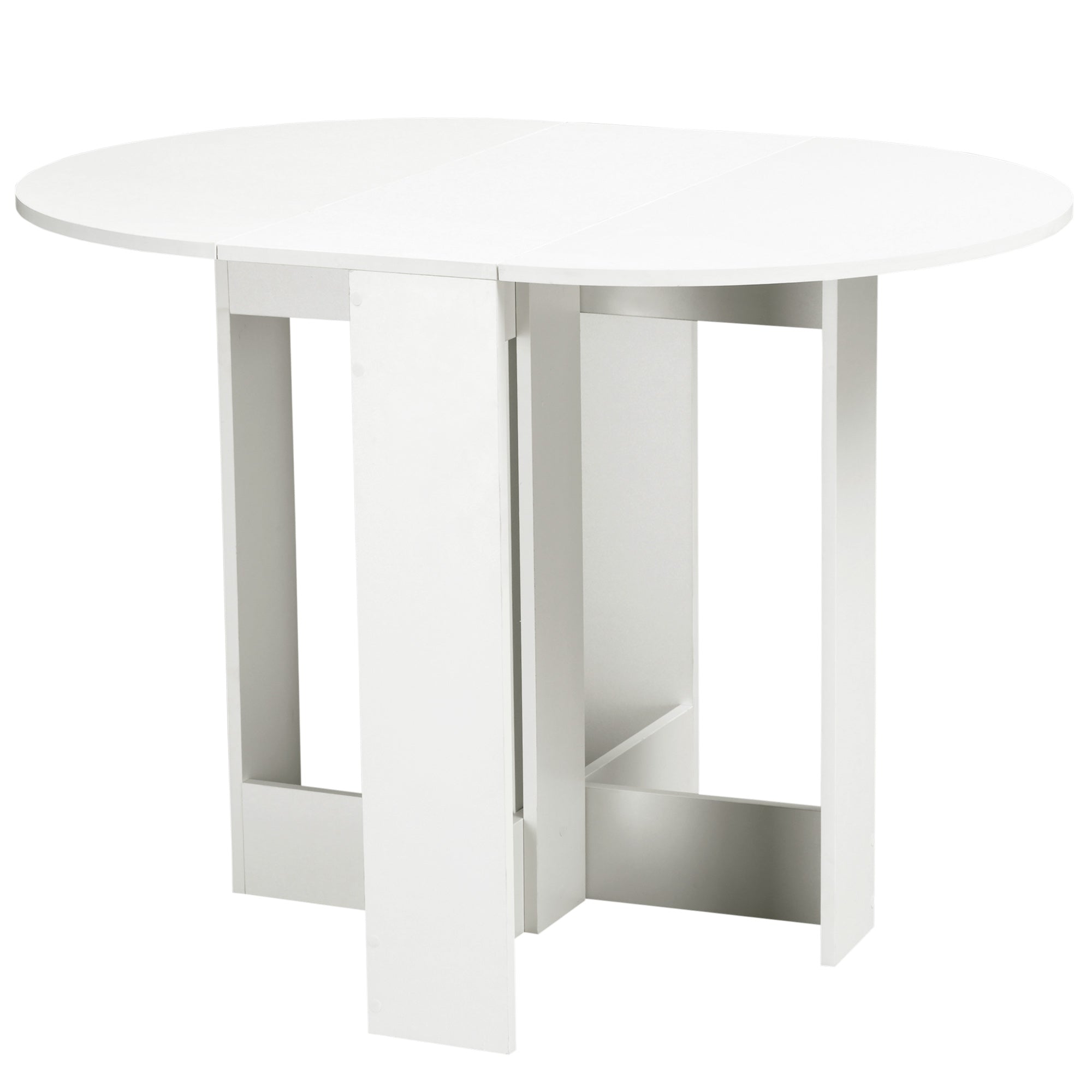 Folding Dining Table, 41" Drop Leaf Table for Small Spaces, Oval Foldable Table for Kitchen, Dining Room, White